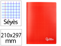 171135 - Cahier piqure liderpapel couverture pp 210x297mm 96p   seyes coloris rouge