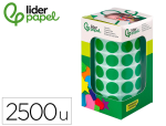Liderpapel 9172109 - Pastille adhesive liderpapel diametre 15mm coloris vert    rouleau 2500 unites boite     carton