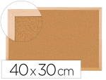 Q-Connect 921811 - Tableau liège q-connect mural cadre bois pin naturel 2 faces inclus 5 épingles mémo fixation mur épaisseur 1mm 40x30cm