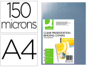 63458 - Plat couverture q-connect pvc incolore 150 microns a4 relieurs spirales peignes anneaux paquet 100 unités