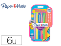 169085 - Feutre ecriture paper mate flair original pointe moyenne 0,7mm encres retro's 90       assorties blister 6 couleurs