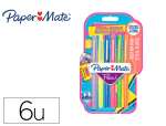 Paper Mate 169085 - Feutre ecriture paper mate flair original pointe moyenne 0,7mm encres retro's 90       assorties blister 6 couleurs