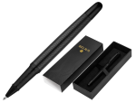 Belius 171479 - Stylo-bille belius neptuno corps aluminium texture wavy  encre bleue coloris noir      boite design