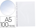 40856 - Pochette q-connect polypropylène 10/100e perforée ouverture dessus a5 148x210mm sachet 100 unités
