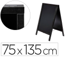 Liderpapel 54722 - Tableau sol noir liderpapel bois hôtellerie chevalet double face marqueur type craie 75x135x52cm