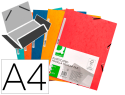 44247 - Chemise q-connect carte lustrée 375g pour documents a4 320x243mm 3 rabats coloris assortis