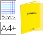 Conquerant 28800 - Cahier piqué conquérant classique couverture polypropylène rigide transparente a4+ 24x32cm 96 pages 90g séyès jaune
