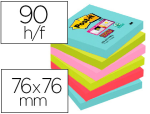 Post-it L/6 BLOC STICK MIAMI 76X76 90F BP946