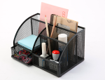 Q-Connect 153571 - Organiseur bureau q-connect maille métallique 5 compartiments et 1 tiroir 220x140x130mm coloris noir