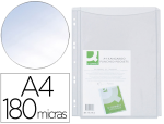 Q-Connect 40855 - Pochette q-connect pvc 18/100e perforée soufflet capacité 100f plan a4 sachet 5 unités
