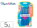 169089 - Feutre ecriture paper mate flair original pointe moyenne 0,7mm encres bleu blister 5   couleurs