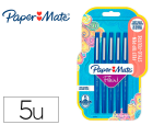 Paper Mate 169089 - Feutre ecriture paper mate flair original pointe moyenne 0,7mm encres bleu blister 5   couleurs