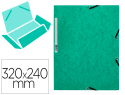 44240 - Chemise q-connect carte lustrée 375g pour documents a4 320x243mm 3 rabats coloris vert