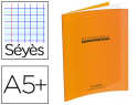 35605 - Cahier piqué conquérant classique couverture polypropylène rigide transparente a5+ 17x22cm 96 pages 90g séyès orange