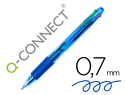 29194 - Stylo-bille q-connect 4 couleurs écriture moyenne 0.7mm corps translucide bleuté encre classique noir bleu rouge vert