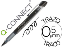 972035 - Roller q-connect écriture 0.5mm pointe moyenne 0.7mm grip caoutchouc corps transparent encre liquide couleur noir