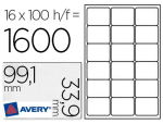 Avery 39309 - Étiquette adhésive avery laser écologique enveloppes classiques 99.1x33.9mm boîte 1600 unités