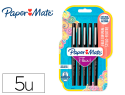 169088 - Feutre ecriture paper mate flair original pointe moyenne 0,7mm encres noir blister 5   couleurs