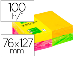 Q-Connect 17799 - Bloc-notes q-connect quick notes couleurs néon rainbow 76x127mm 100f repositionnables roseorange/vert/jaune 12 blocs