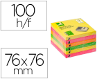 Q-Connect 162514 - Bloc notes q-connect 76x76mm 100f adhesives repositionables zig-zag coloris neon lot de 6