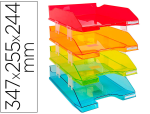 Exacompta Clairefontaine 158390 - Corbeille a courrier exacompta combo midi aquarel polystyrene 347x255x244mm coloris translucides assortis set 4 unites