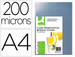 Q-Connect 63459 - Plat couverture q-connect pvc 200 microns a4 relieurs spirales peignes anneaux incolore paquet 100 unités