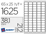 Avery 38867 - Étiquette adhésive avery expéditeur laser jet d'encre 38.1x21.2mm blanche enlevable sans trace boîte 1625 unités
