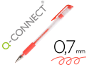 44064 - Stylo-bille q-connect écriture moyenne 0.5mm corps translucide grip caoutchouc coloris rouge
